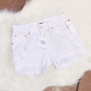 JBD White High Rise Fringe Hem Shorts, Size XS
